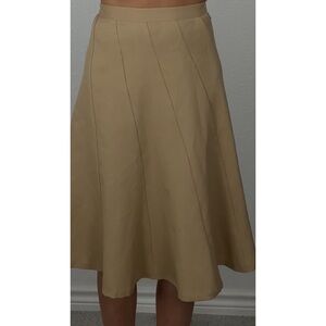 Vintage BFA Classics Chic Tan Midi A-Line Skirt